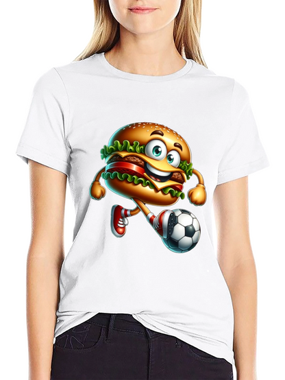 Burger Soccer Player Graphic T-Shirt