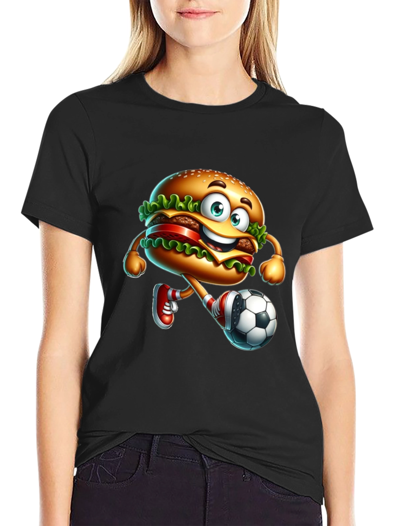 Burger Soccer Player Graphic T-Shirt