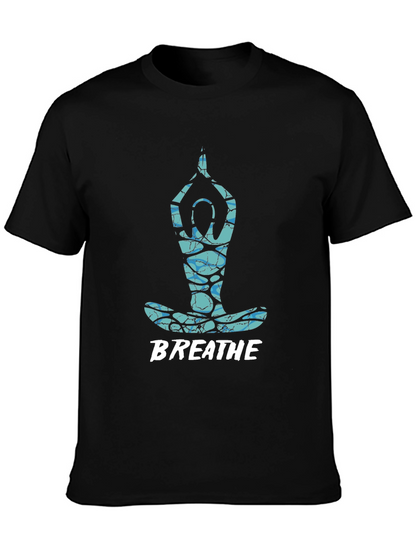 Breathe Yoga Pose Graphic Tee - Black