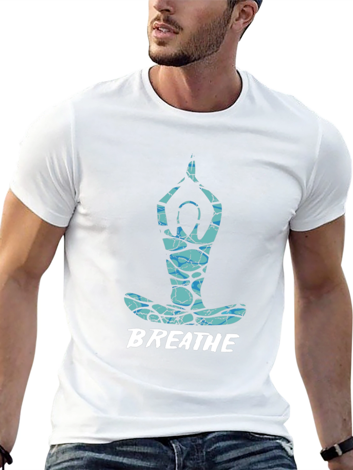 Breathe Yoga Pose Graphic Tee - Black
