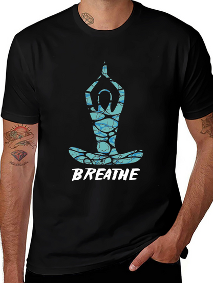 Breathe Yoga Pose Graphic Tee - Black