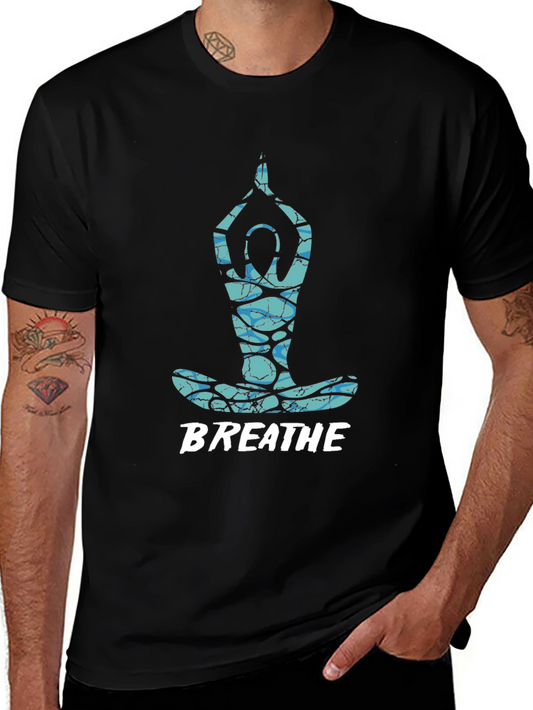 Breathe Yoga Pose Graphic Tee - Black
