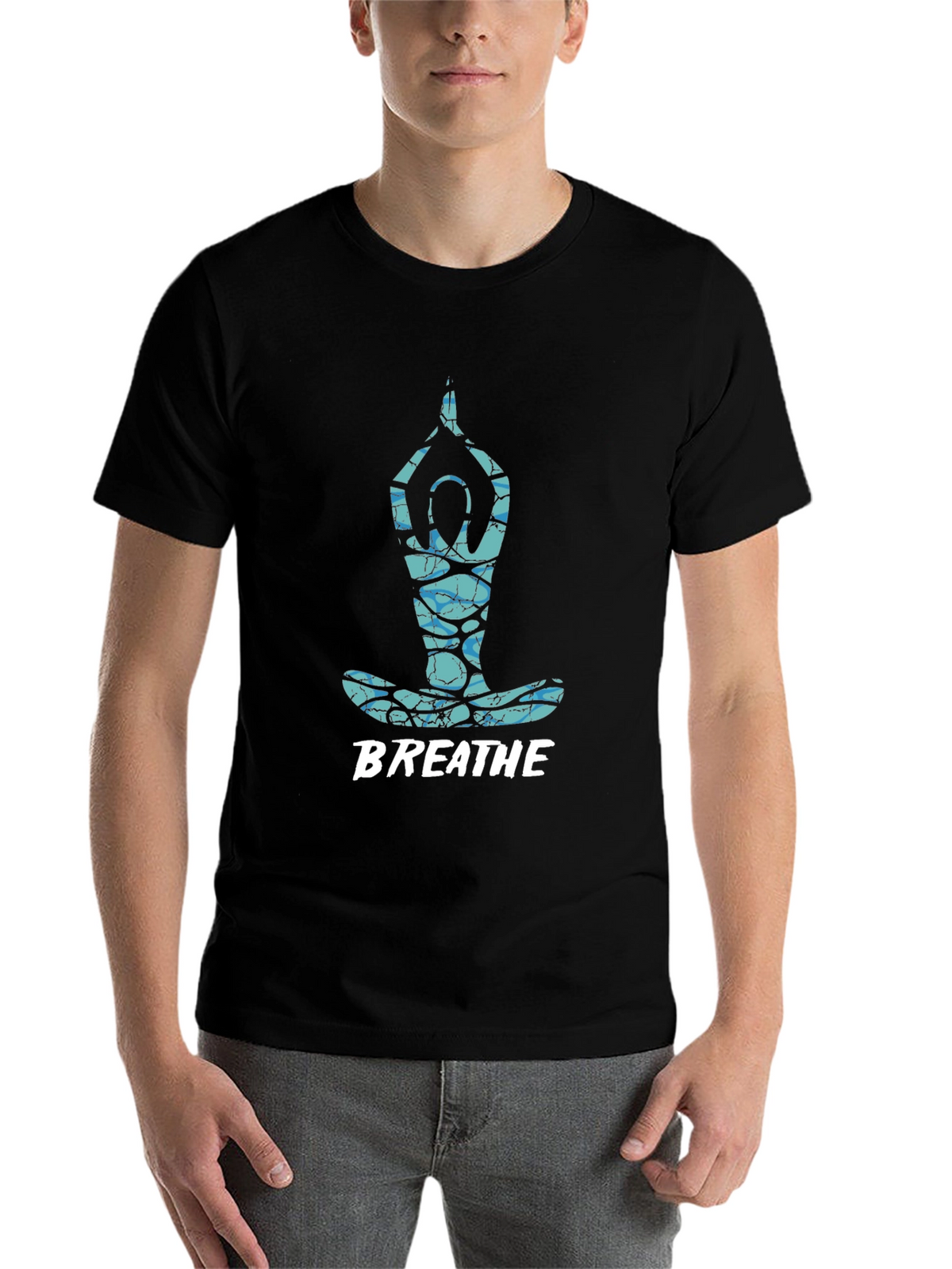 Breathe Yoga Pose Graphic Tee - Black