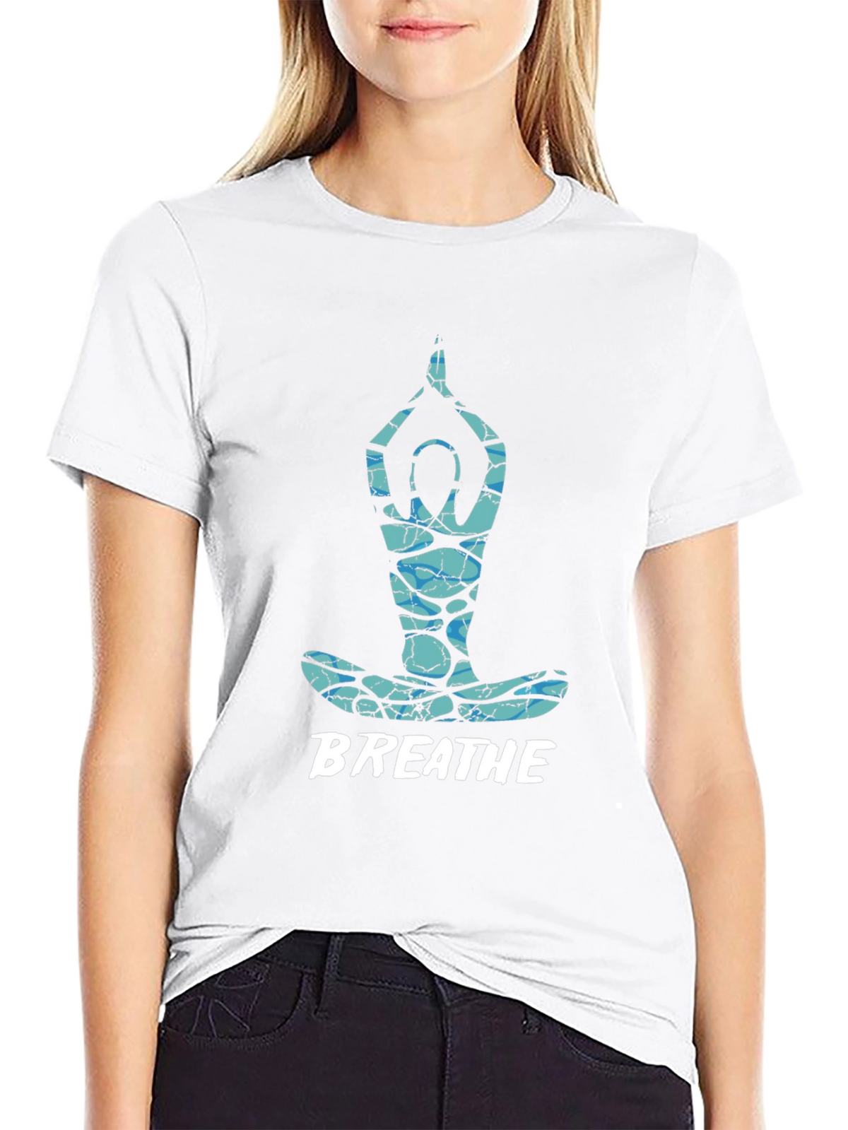 Breathe Yoga Pose Graphic Tee - Black