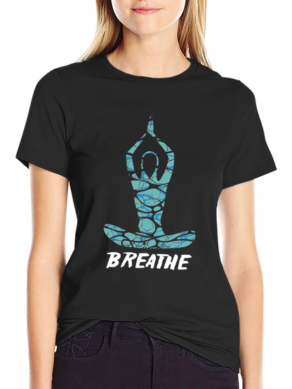 Breathe Yoga Pose Graphic Tee - Black