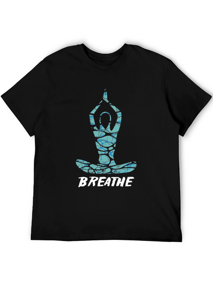 Breathe Yoga Pose Graphic Tee - Black