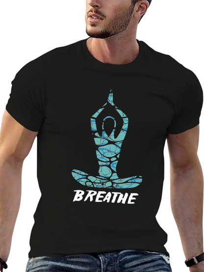 Breathe Yoga Pose Graphic Tee - Black