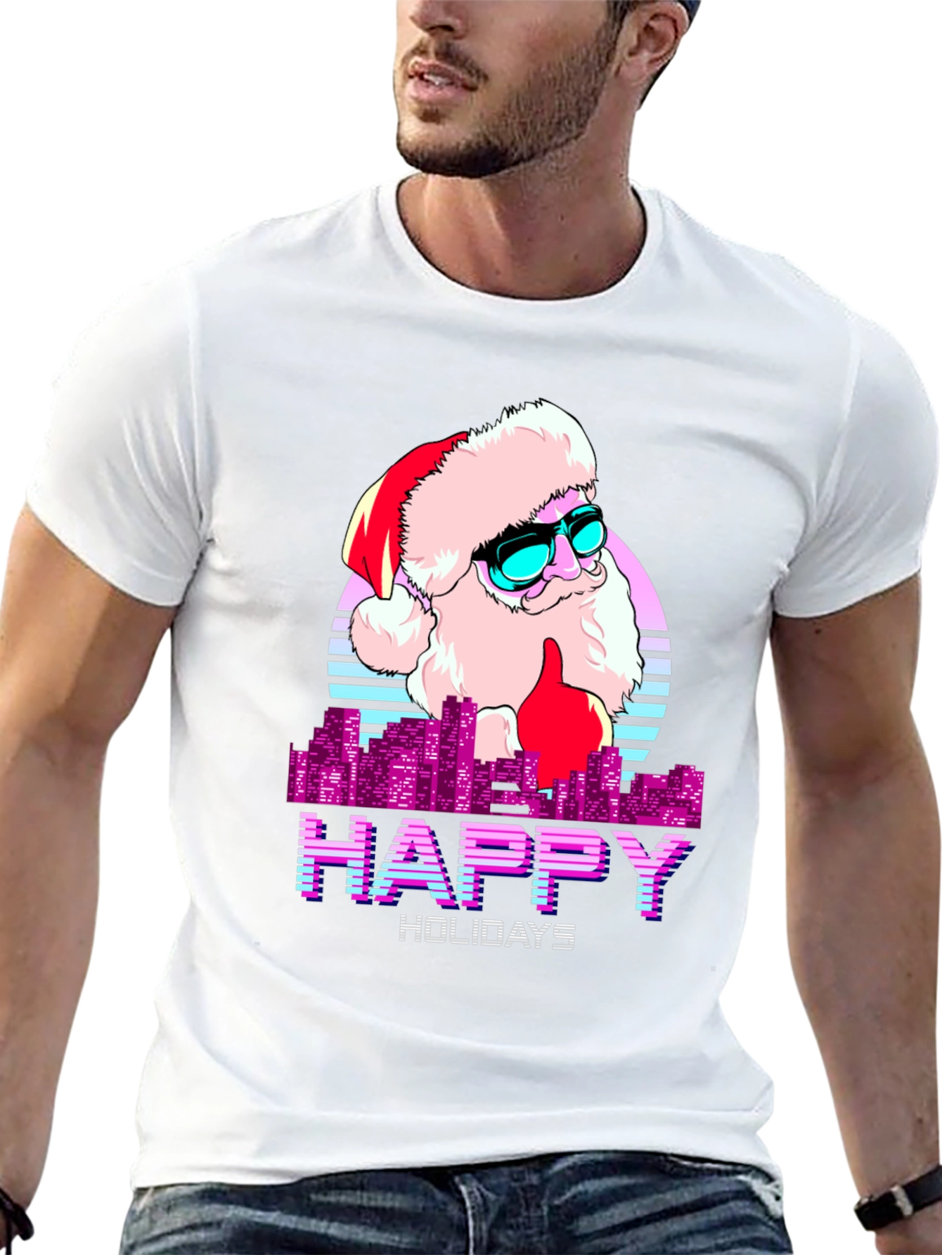 Cool Santa Happy Holidays T-Shirt