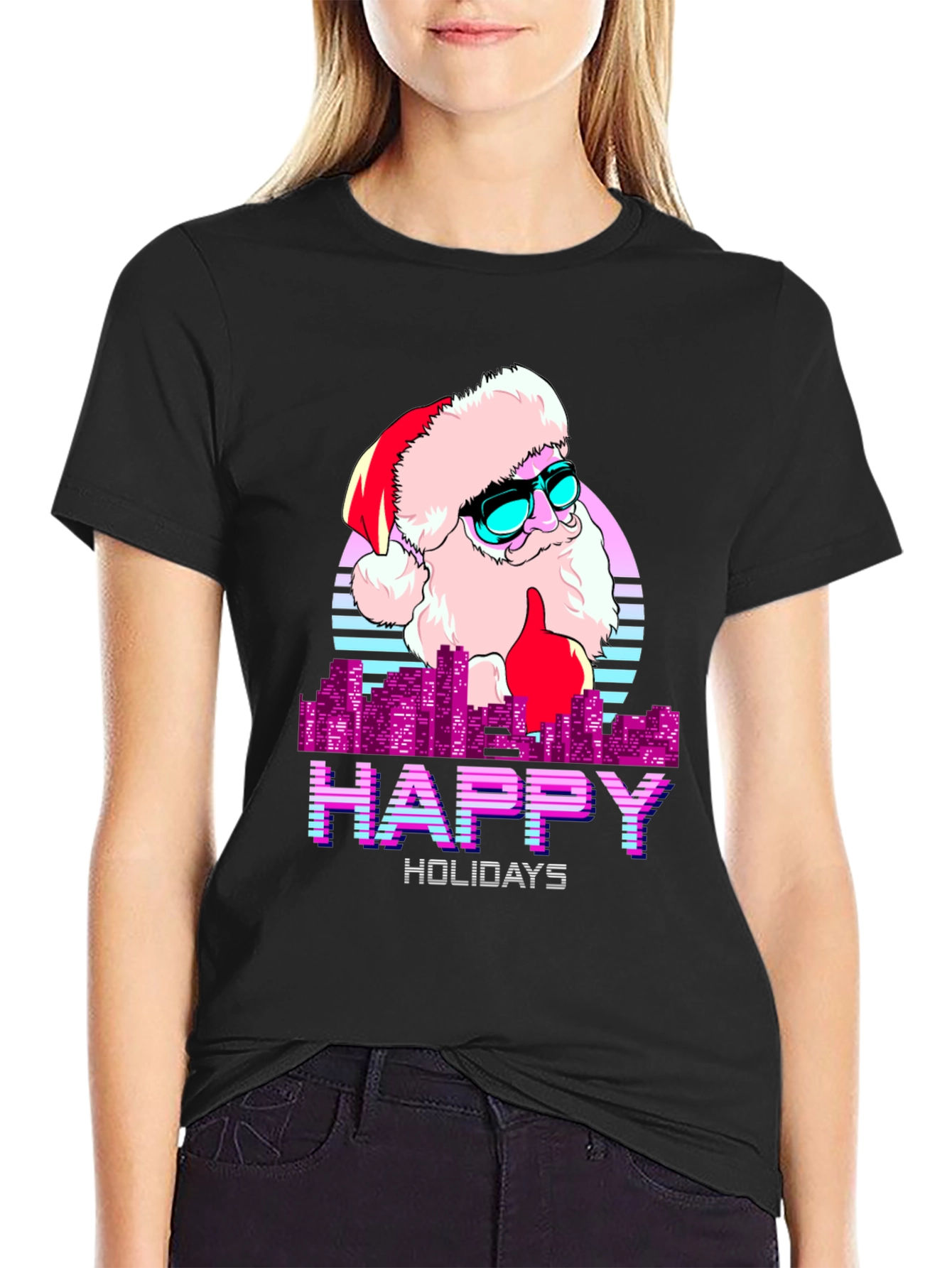 Cool Santa Happy Holidays T-Shirt