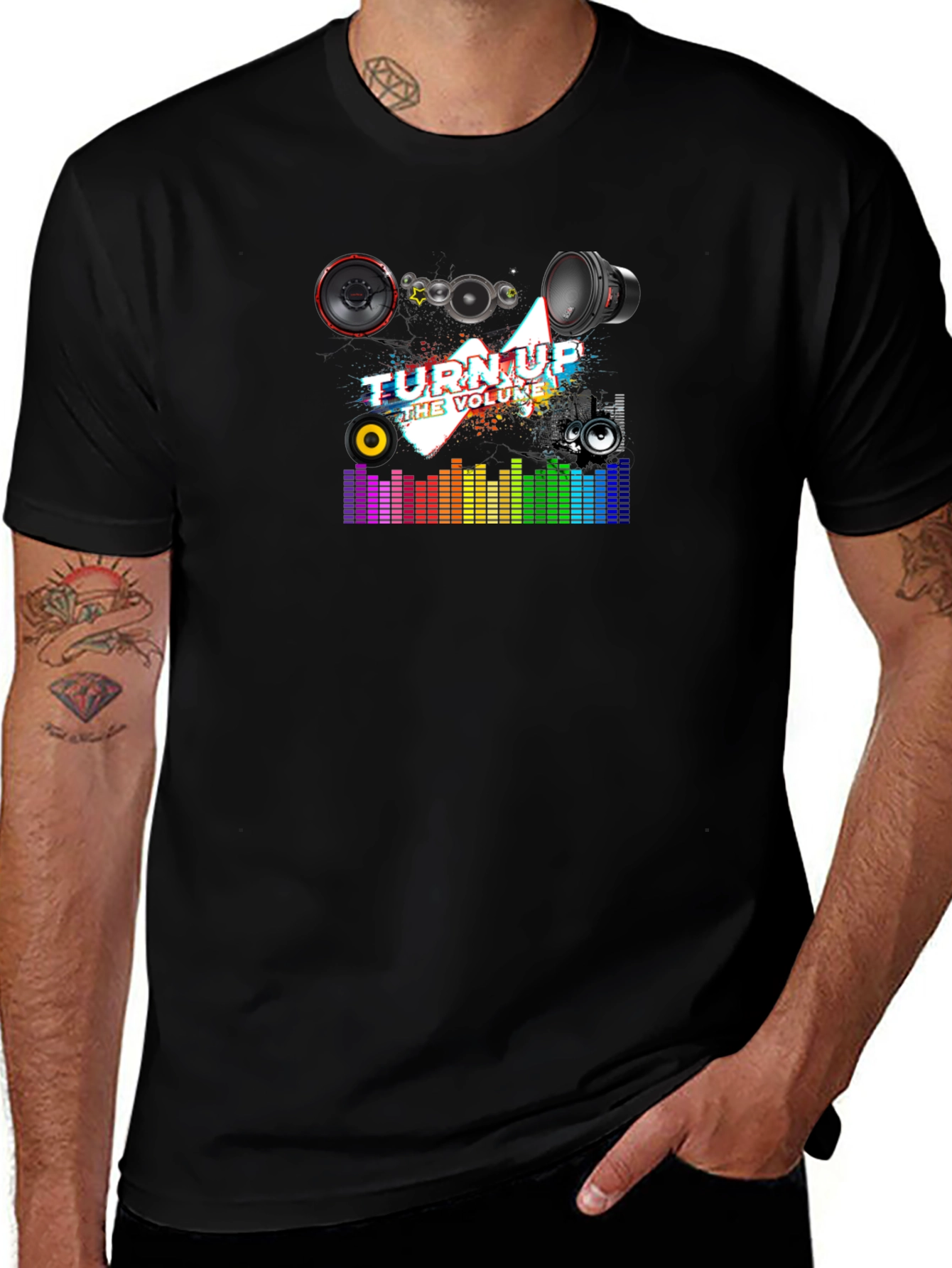 Turn Up the Volume Graphic Black T-Shirt