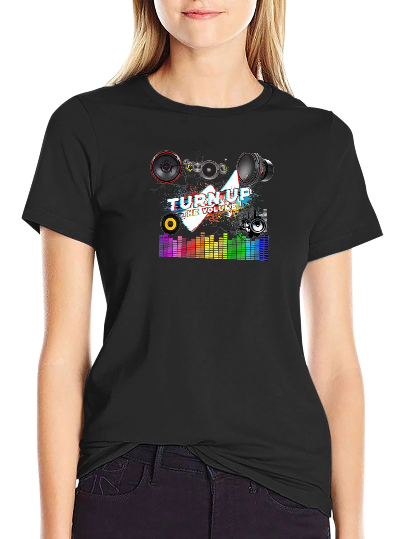 Turn Up the Volume Graphic Black T-Shirt