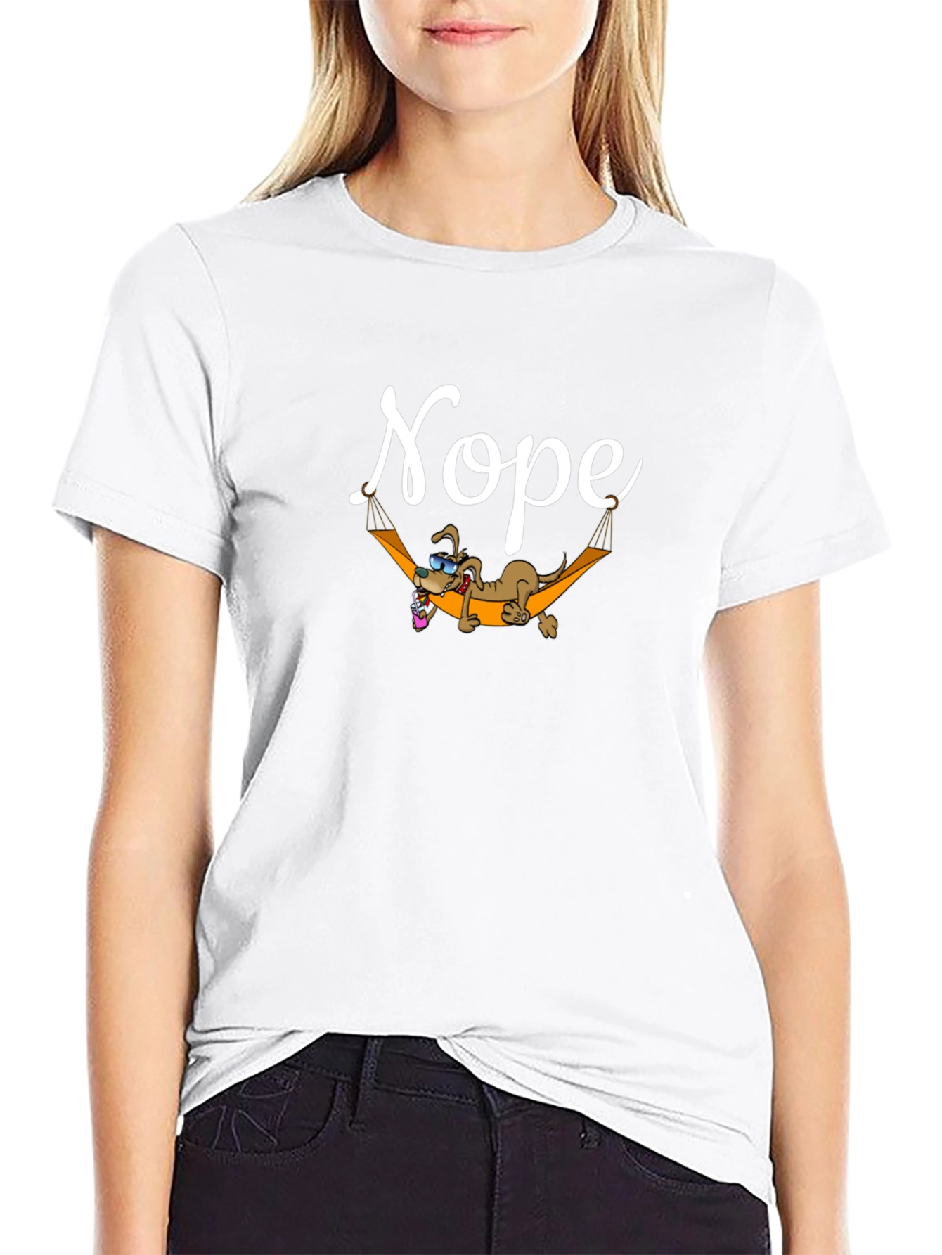 Nope Lazy Dog Hammock Graphic Tee