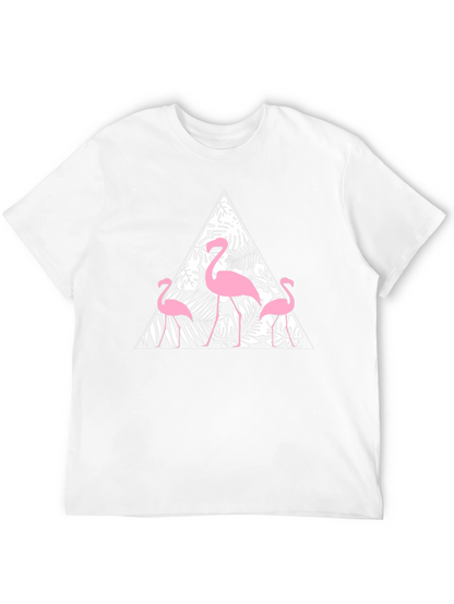 Black T-Shirt with Flamingo Triangle Design