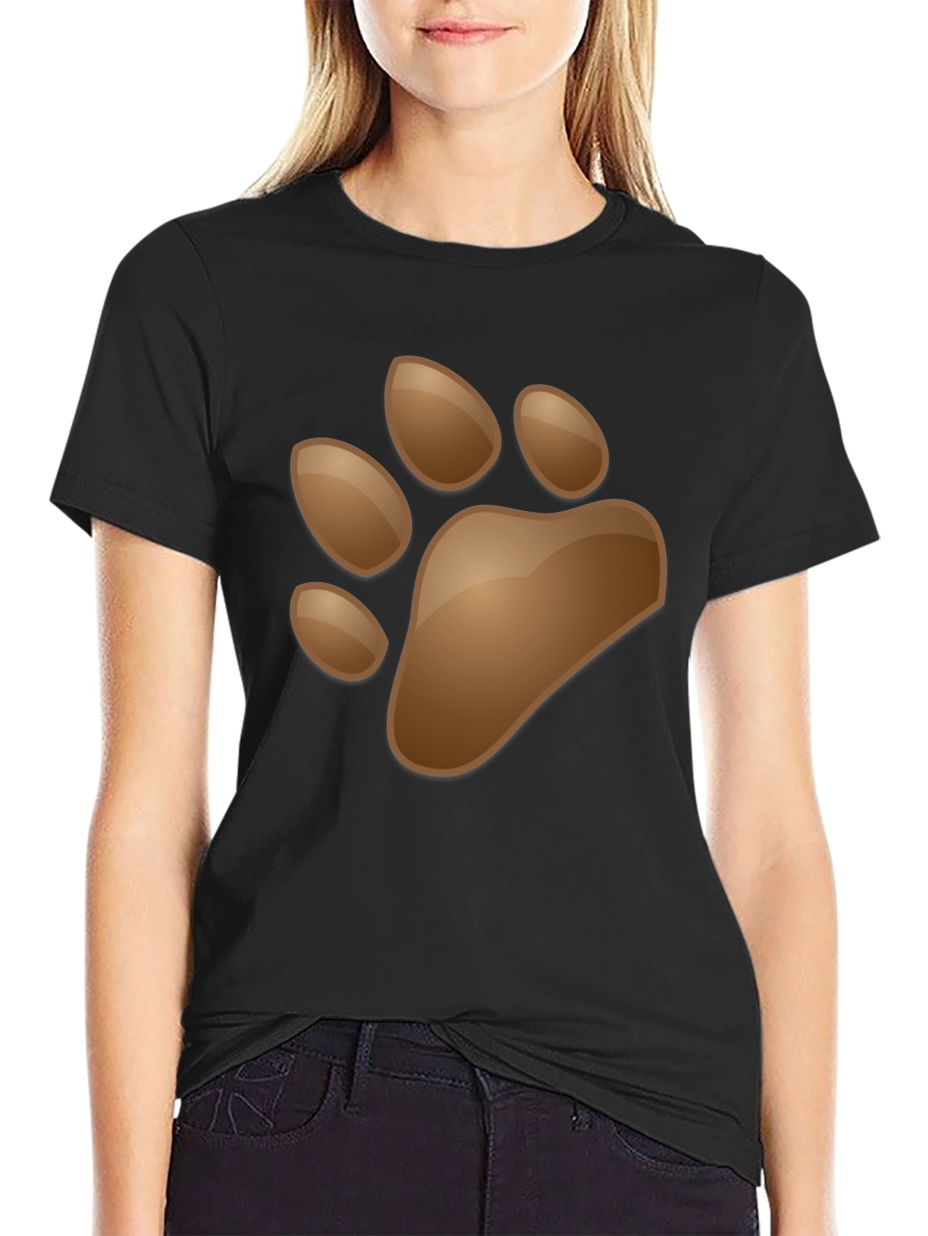 Mens Black T-Shirt with Animal Paw Print