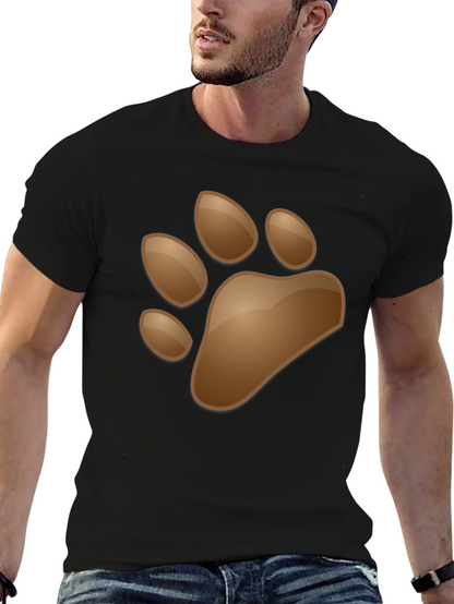 Mens Black T-Shirt with Animal Paw Print