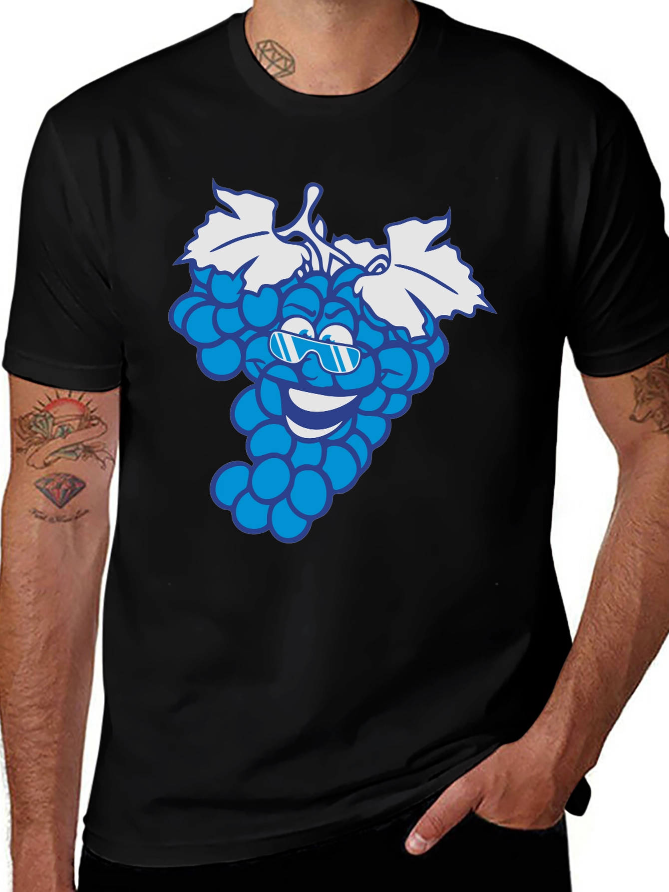 Cool Grape Cartoon Graphic T-Shirt