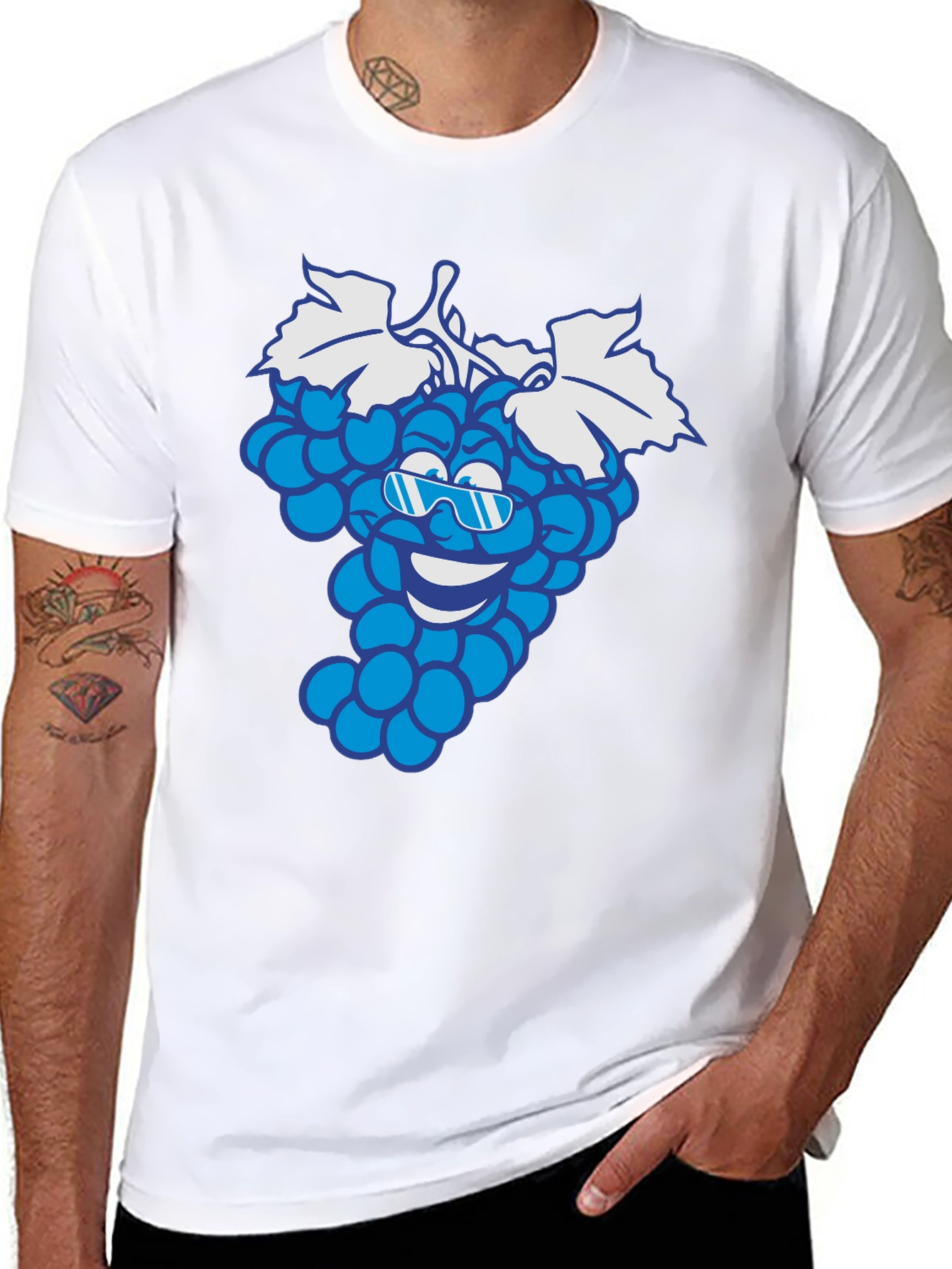 Cool Grape Cartoon Graphic T-Shirt