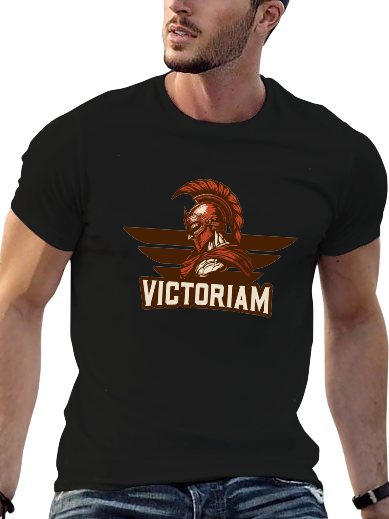 Victorian Spartan Graphic T-Shirt - Black