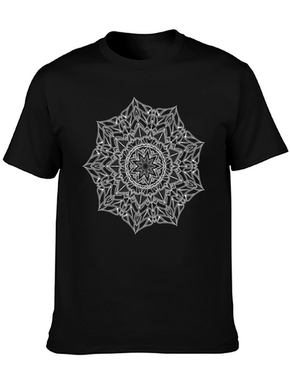 Black Tee with White Mandala Print