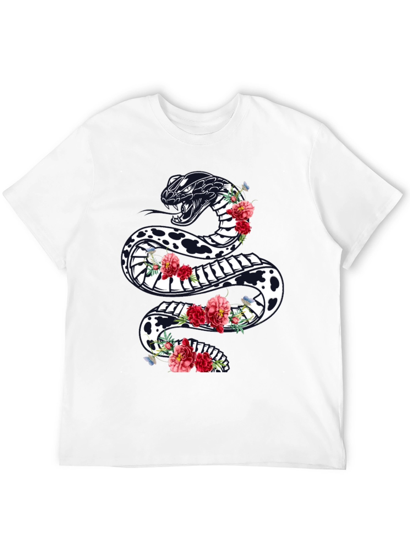 Black Floral Snake Graphic Tee
