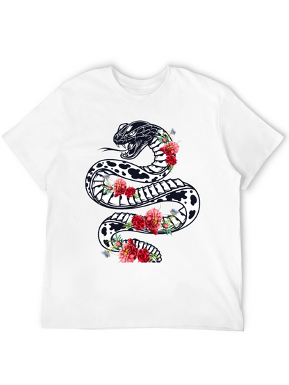 Black Floral Snake Graphic Tee