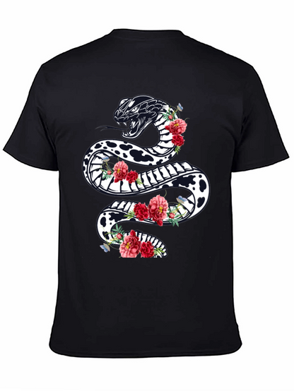 Black Floral Snake Graphic Tee