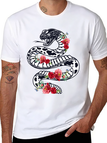 Black Floral Snake Graphic Tee