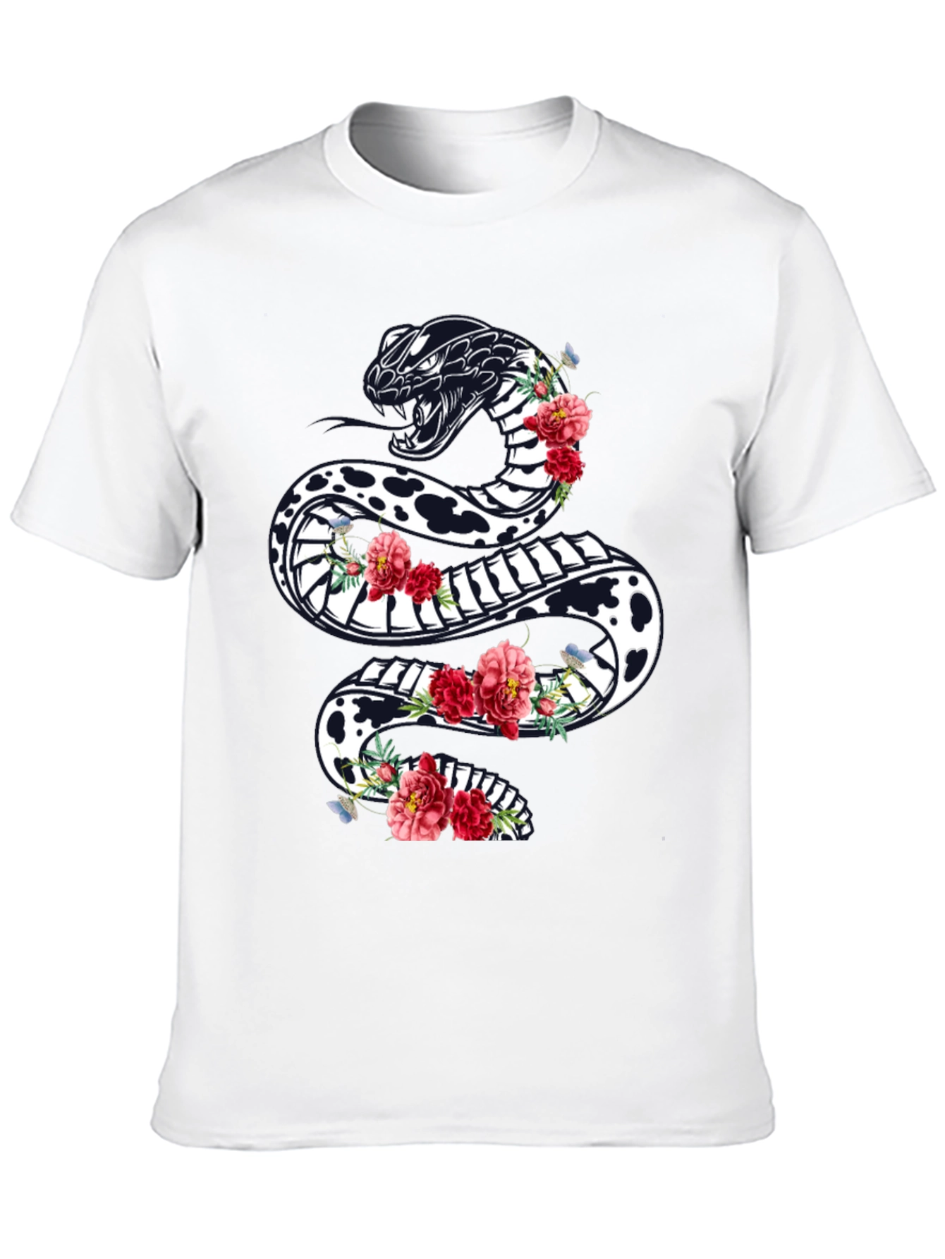 Black Floral Snake Graphic Tee