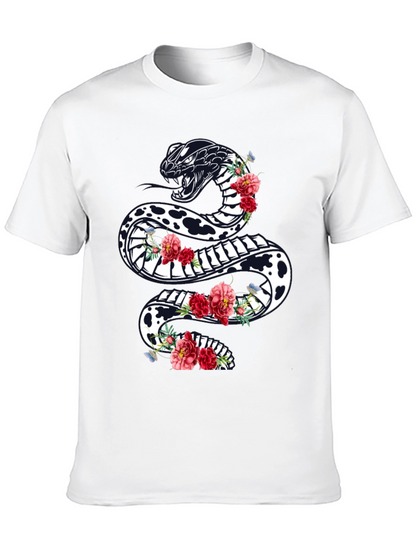 Black Floral Snake Graphic Tee
