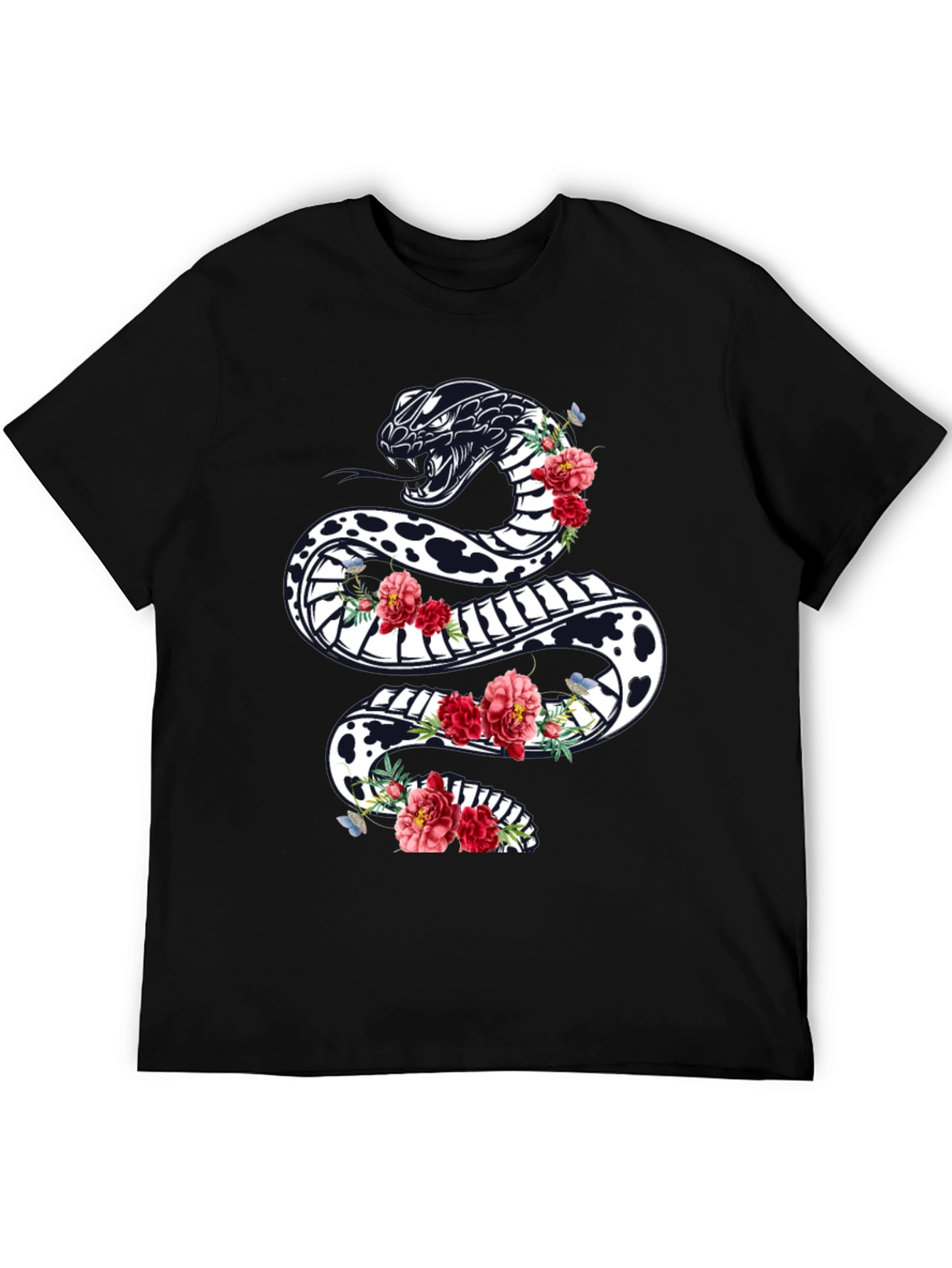 Black Floral Snake Graphic Tee