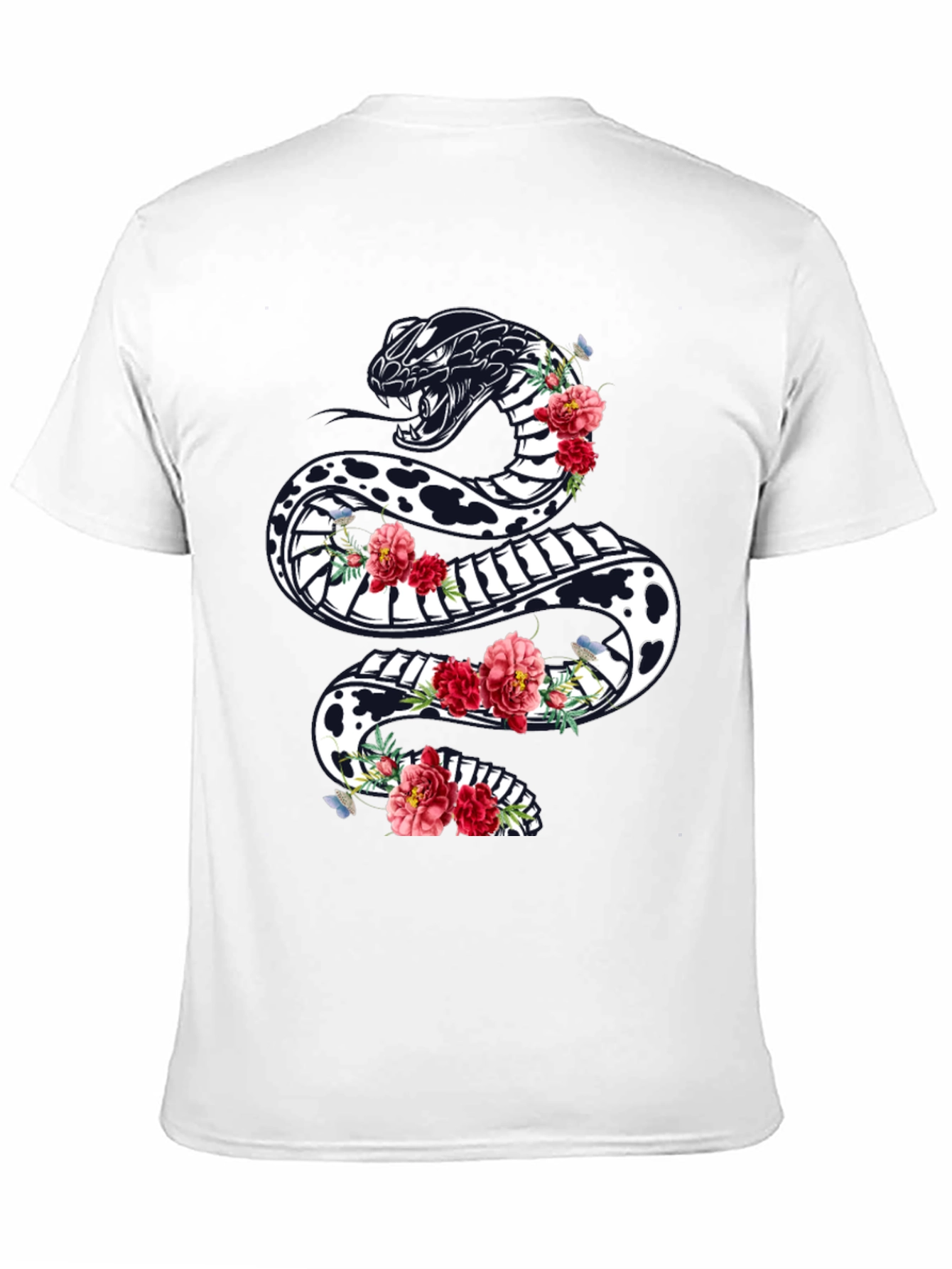Black Floral Snake Graphic Tee
