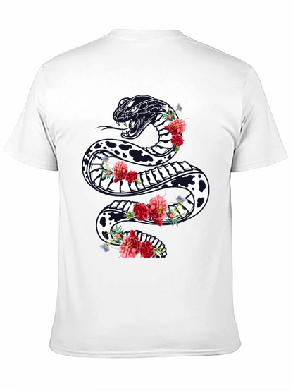 Black Floral Snake Graphic Tee