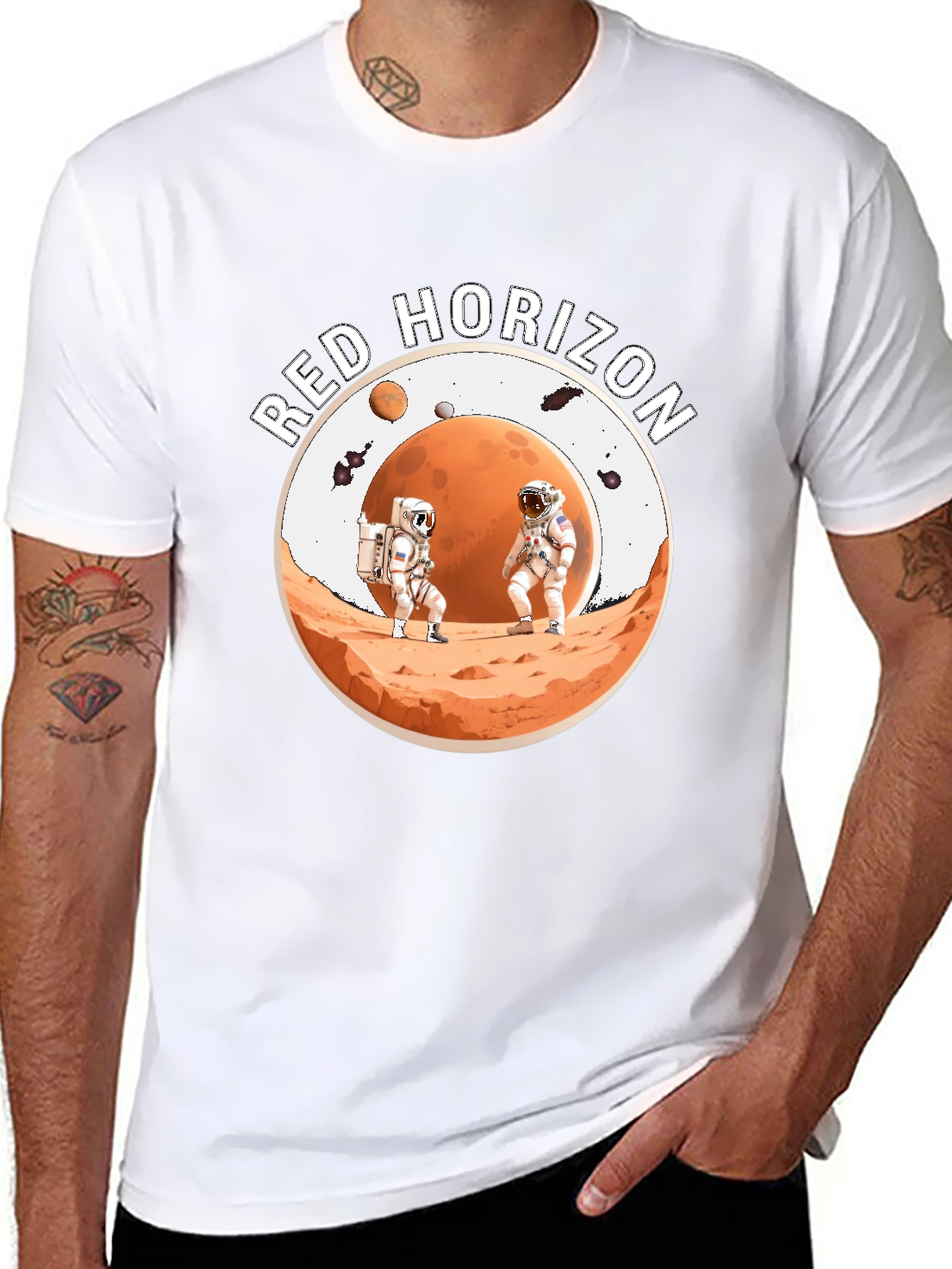 Red Horizon Astronaut Graphic Tee