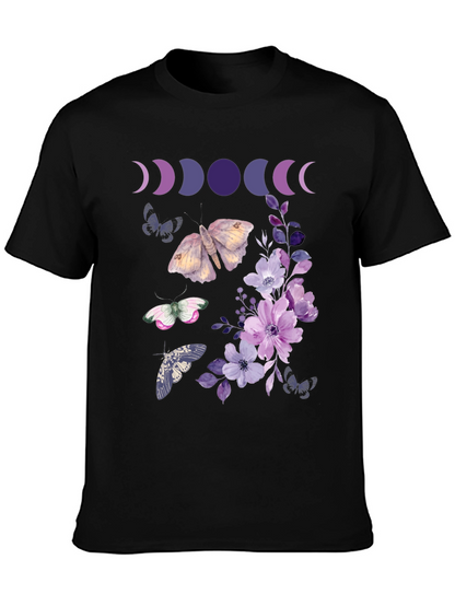 Moon Phases Butterfly Floral Graphic Tee