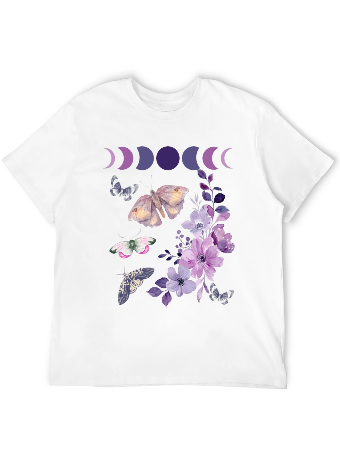 Moon Phases Butterfly Floral Graphic Tee