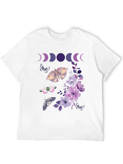 Moon Phases Butterfly Floral Graphic Tee