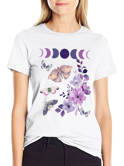 Moon Phases Butterfly Floral Graphic Tee