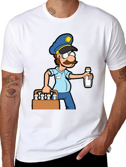 Cartoon Milkman Graphic Tee - Black