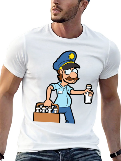 Cartoon Milkman Graphic Tee - Black