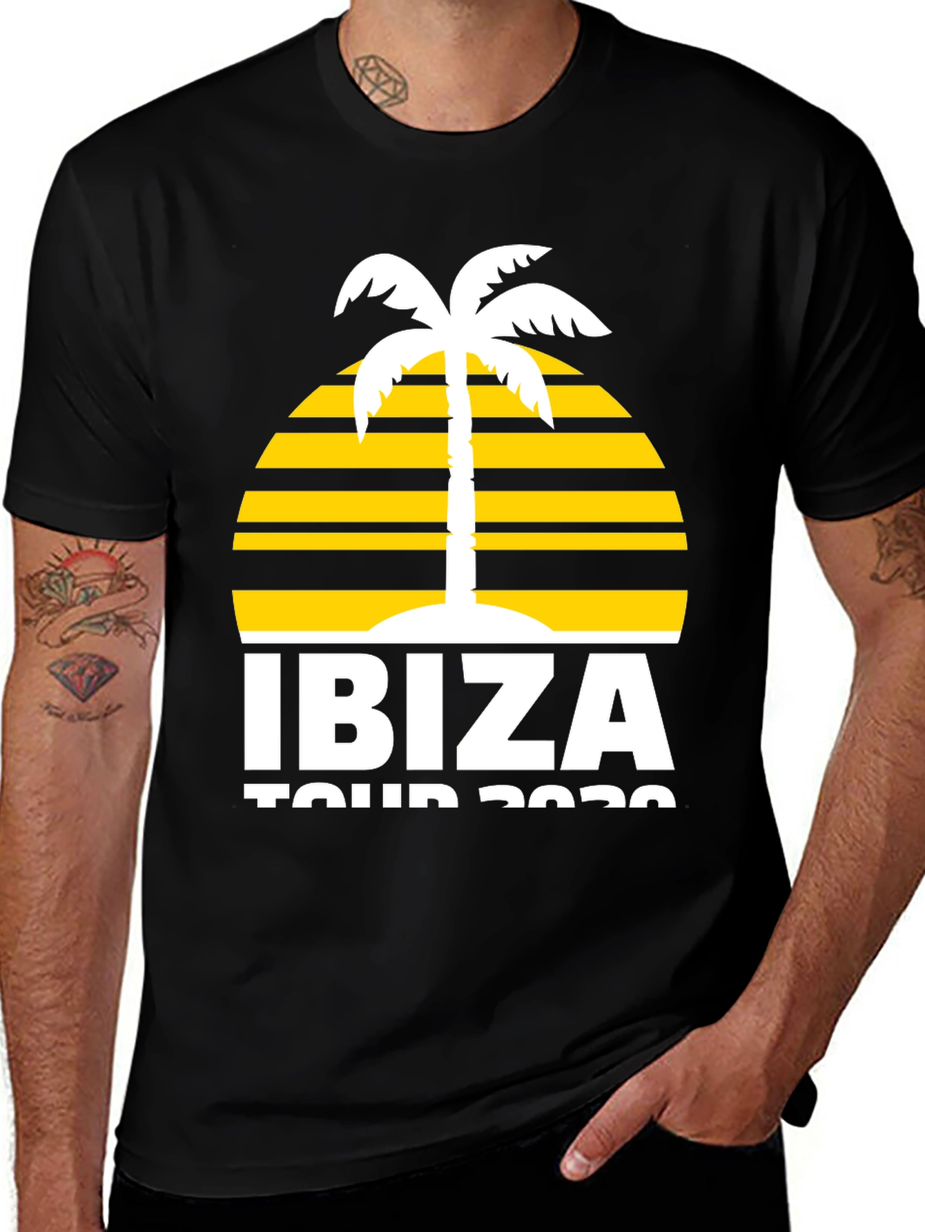 Ibiza Tour 2020 Graphic T-Shirt - Palm Tree Design
