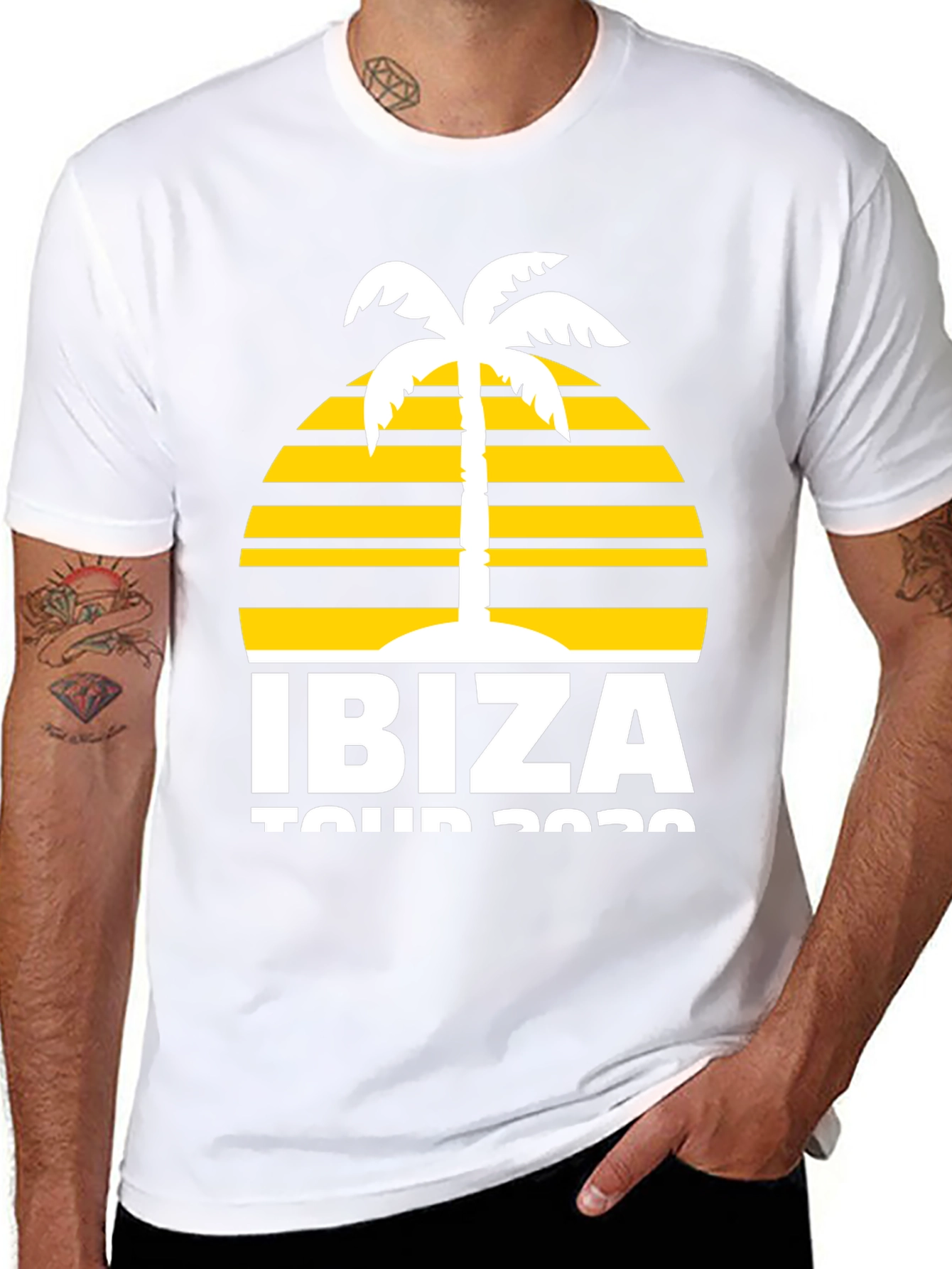 Ibiza Tour 2020 Graphic T-Shirt - Palm Tree Design