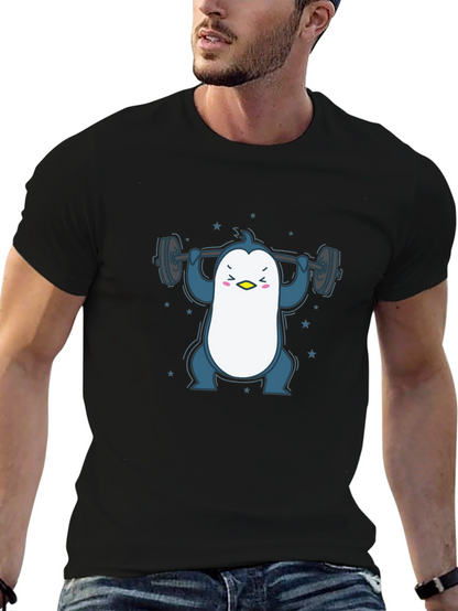 Penguin Lifting Weights Graphic Tee - Black