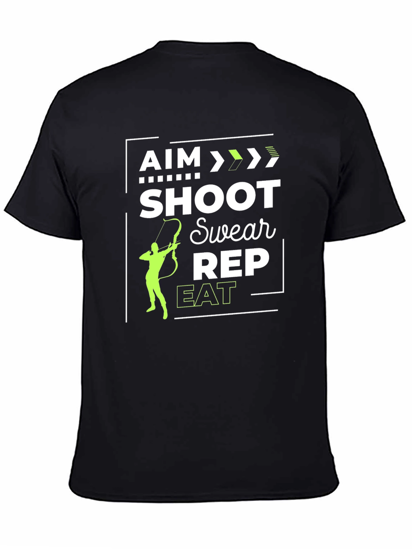 Aim Shoot Swear Rep Eat Black Graphic Tee