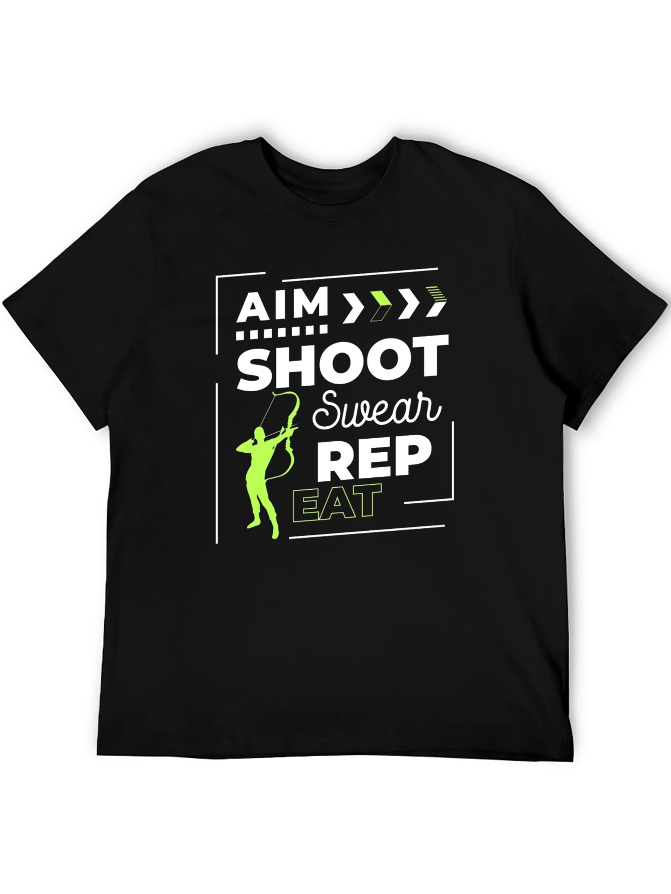 Aim Shoot Swear Rep Eat Black Graphic Tee