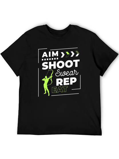 Aim Shoot Swear Rep Eat Black Graphic Tee