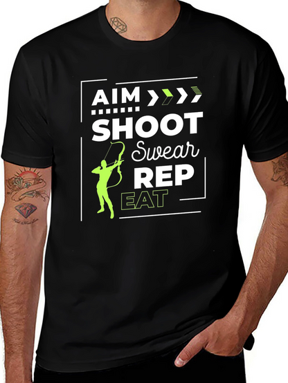 Aim Shoot Swear Rep Eat Black Graphic Tee