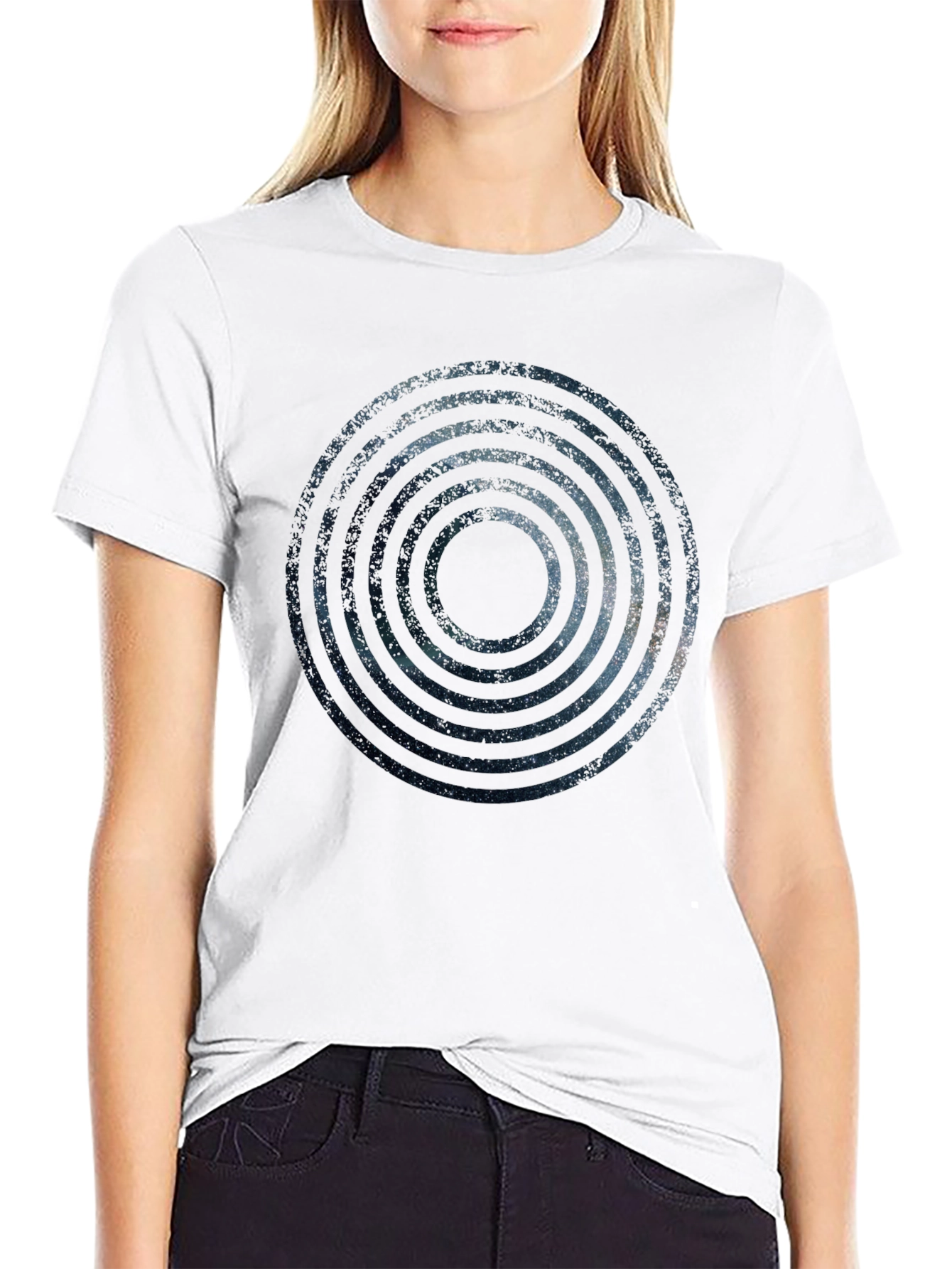 Cosmic Rings Graphic Black T-Shirt
