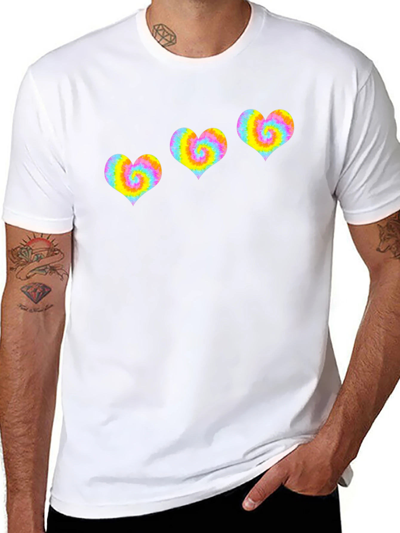 Tie Dye Heart Graphic Tee - Black