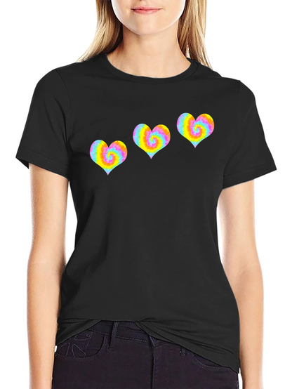 Tie Dye Heart Graphic Tee - Black