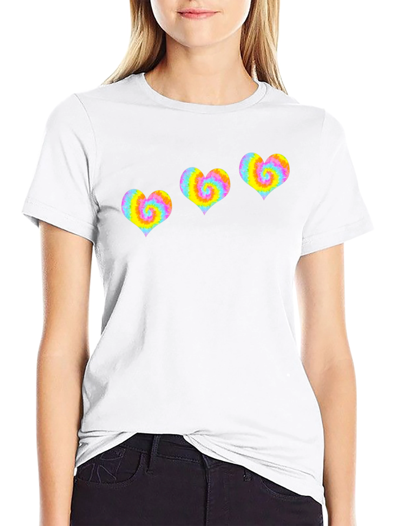 Tie Dye Heart Graphic Tee - Black